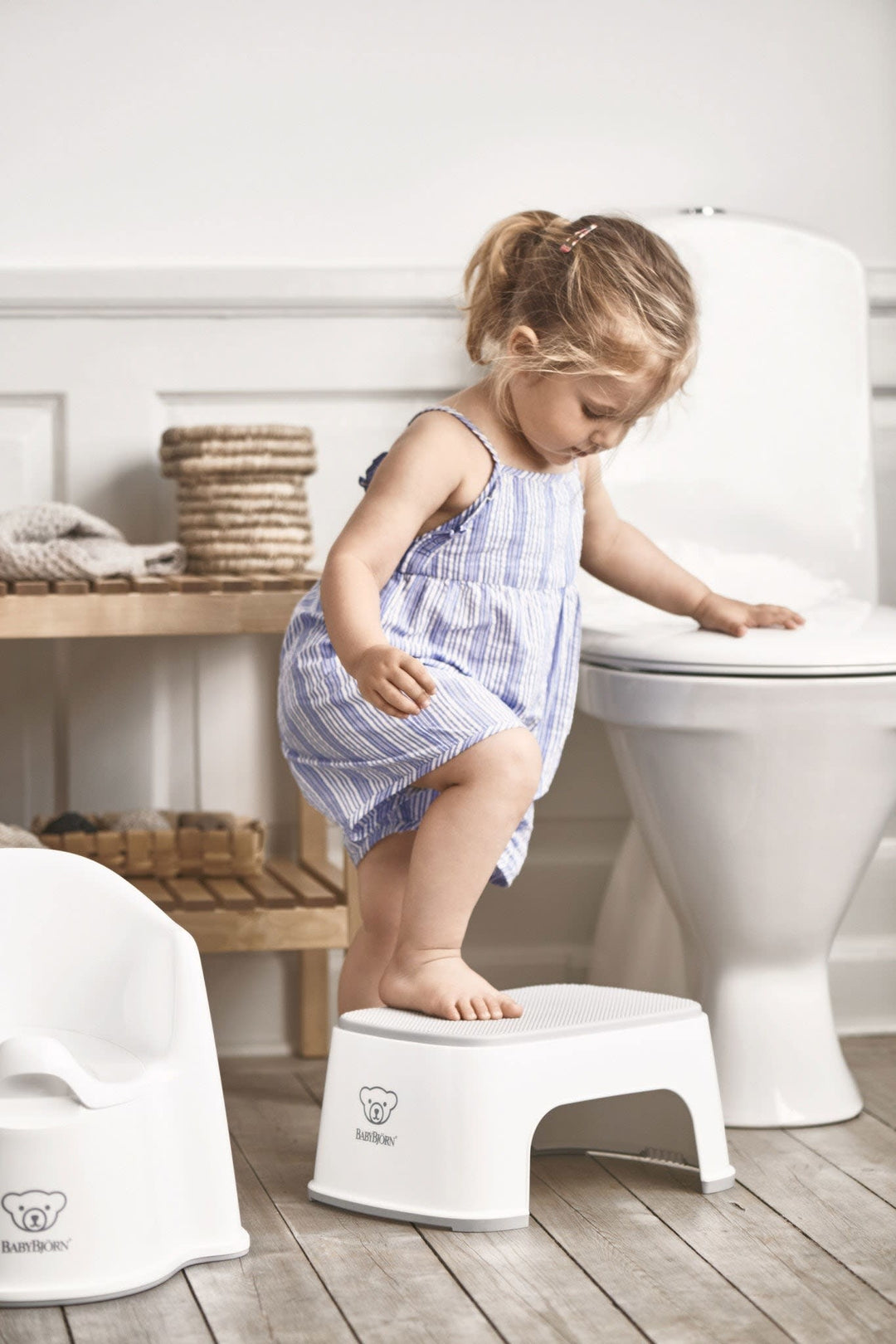 Petit Tabouret, Blanc et Gris