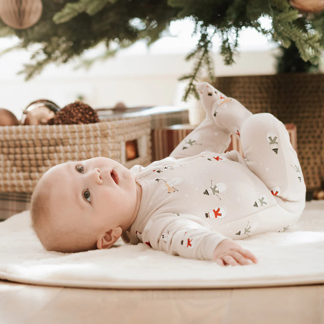 Pyjama à Pattes en Coton Biologique, Bonhommes de Neige