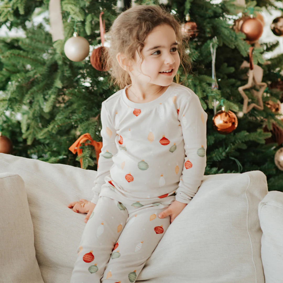 Petit Lem - 2 Pieces Organic Cotton Pajamas, Christmas Ornaments