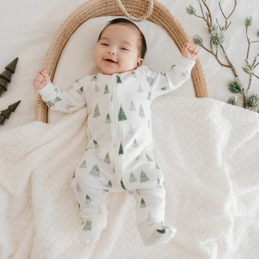 Pyjama à Pattes en Coton Biologique, Sapins de Noël