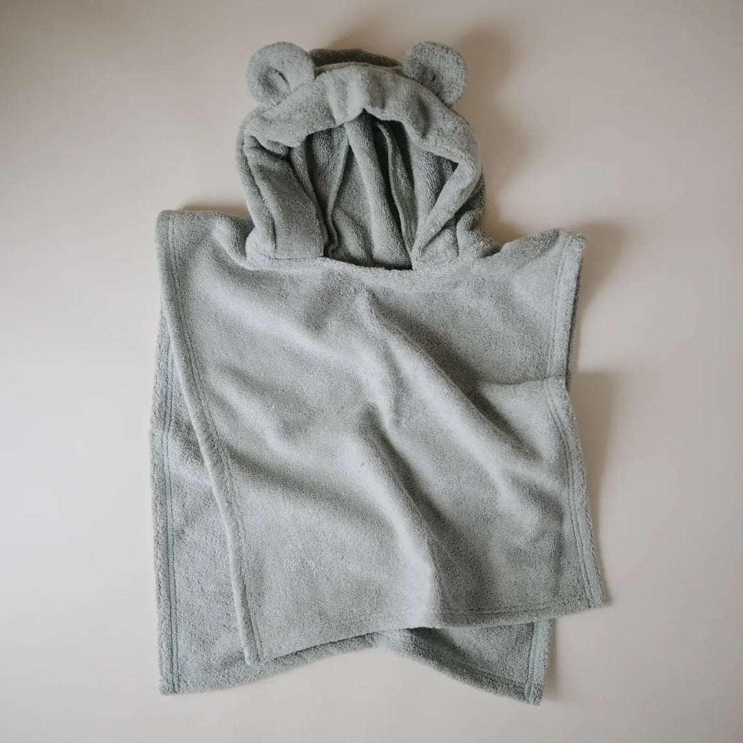 Serviette Poncho Ourson, Vert Mousse