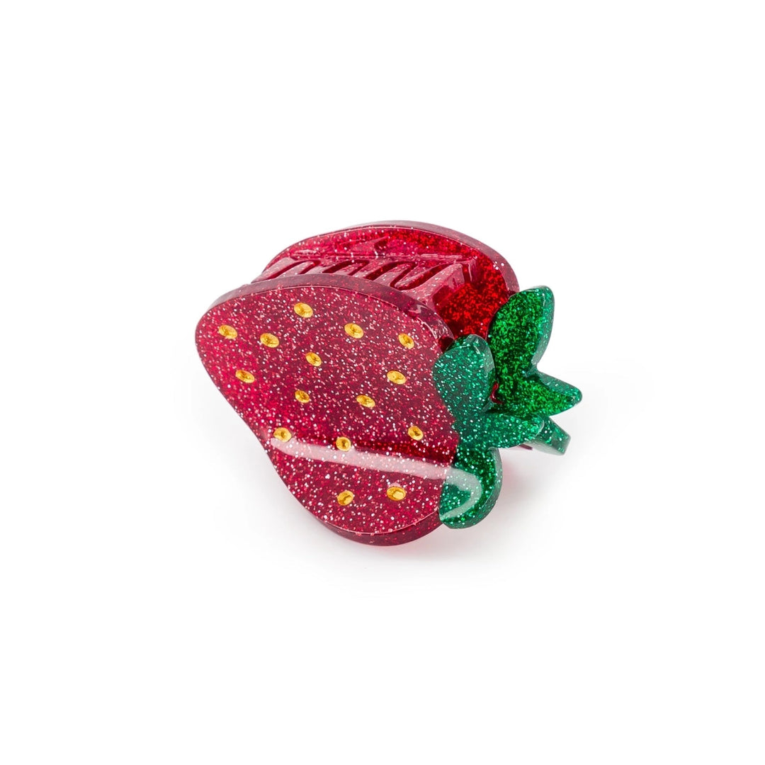 Mini Hair Clip, Glitter Strawberry