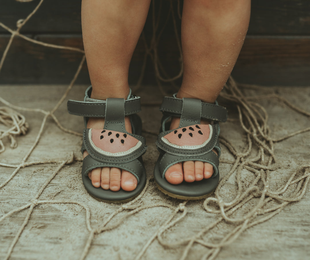 Sadie Leather Sandals, Watermelon