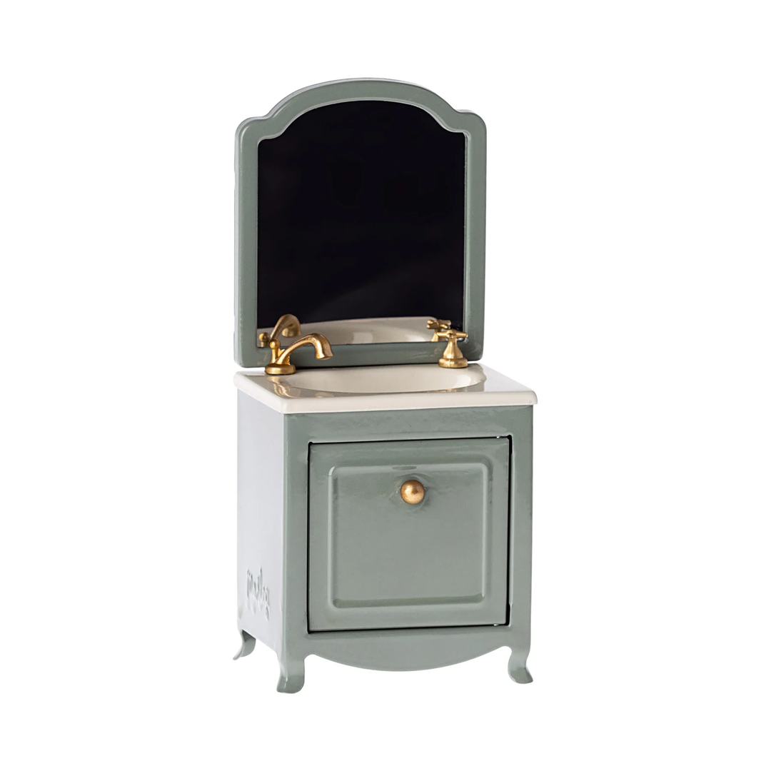 Maileg - Sink Dresser with Mirror, Dark Mint