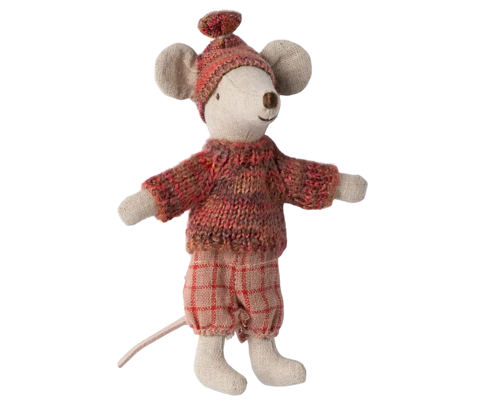 Maileg - Souris d'Hiver avec Ski, Grande Soeur Souris, Rose