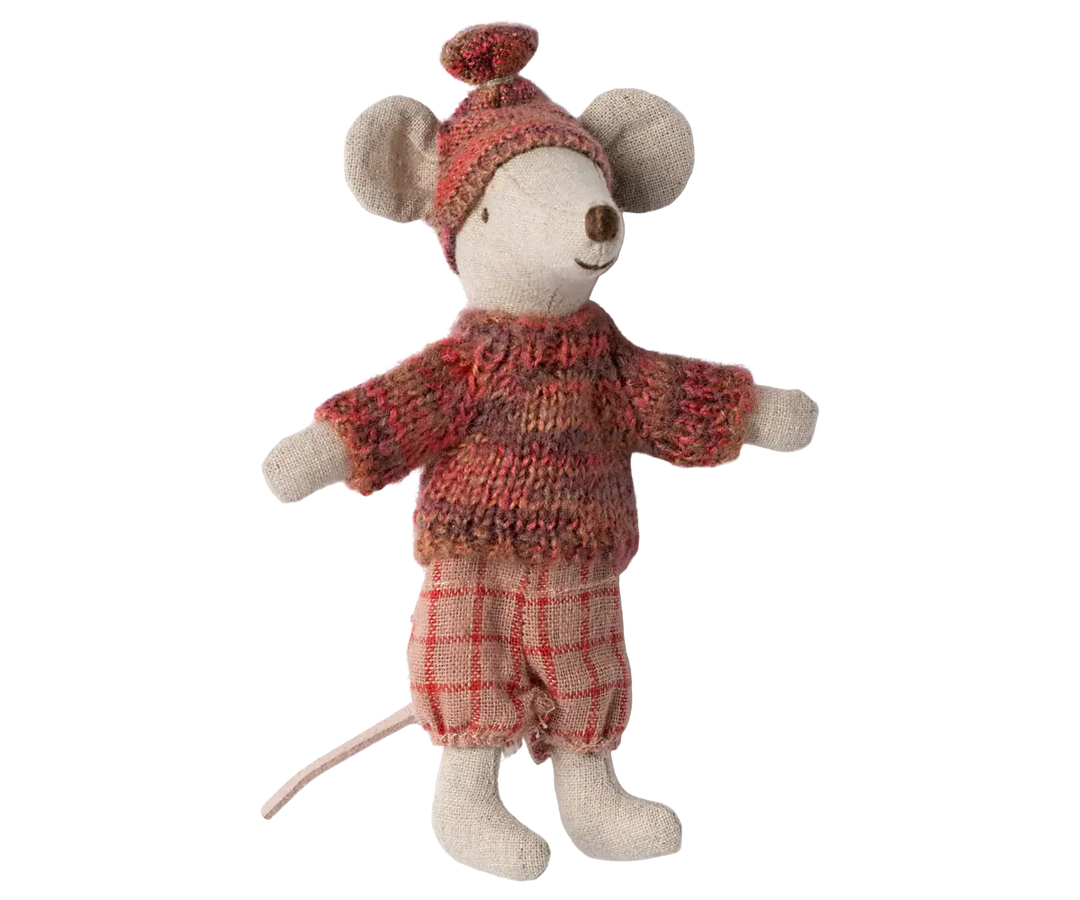 Maileg - Souris d'Hiver avec Ski, Grande Soeur Souris, Rose