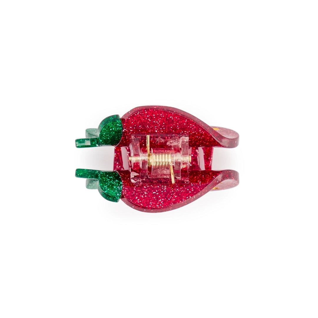 Mini Hair Clip, Glitter Strawberry