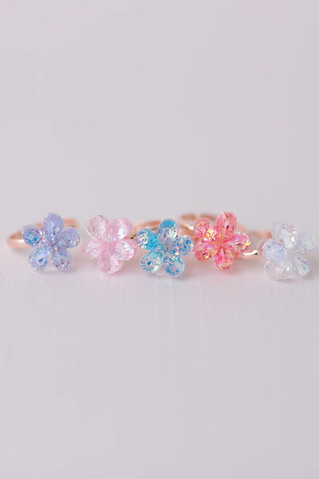 Set Of 5 Rings, Shimmer Flowers