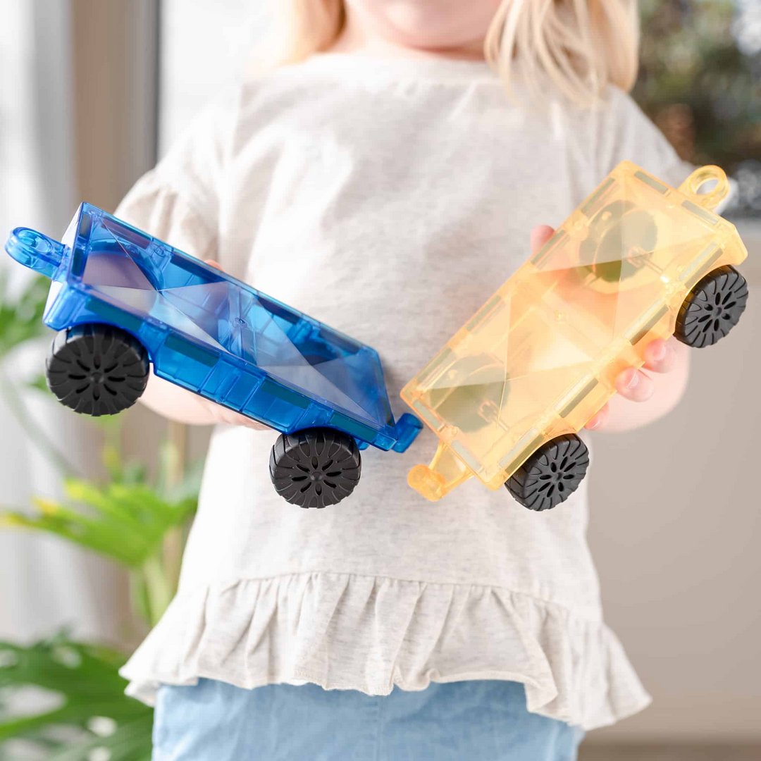 Connetix - Building Set with Magnetic Tiles, 2 Piece Car Base Pack