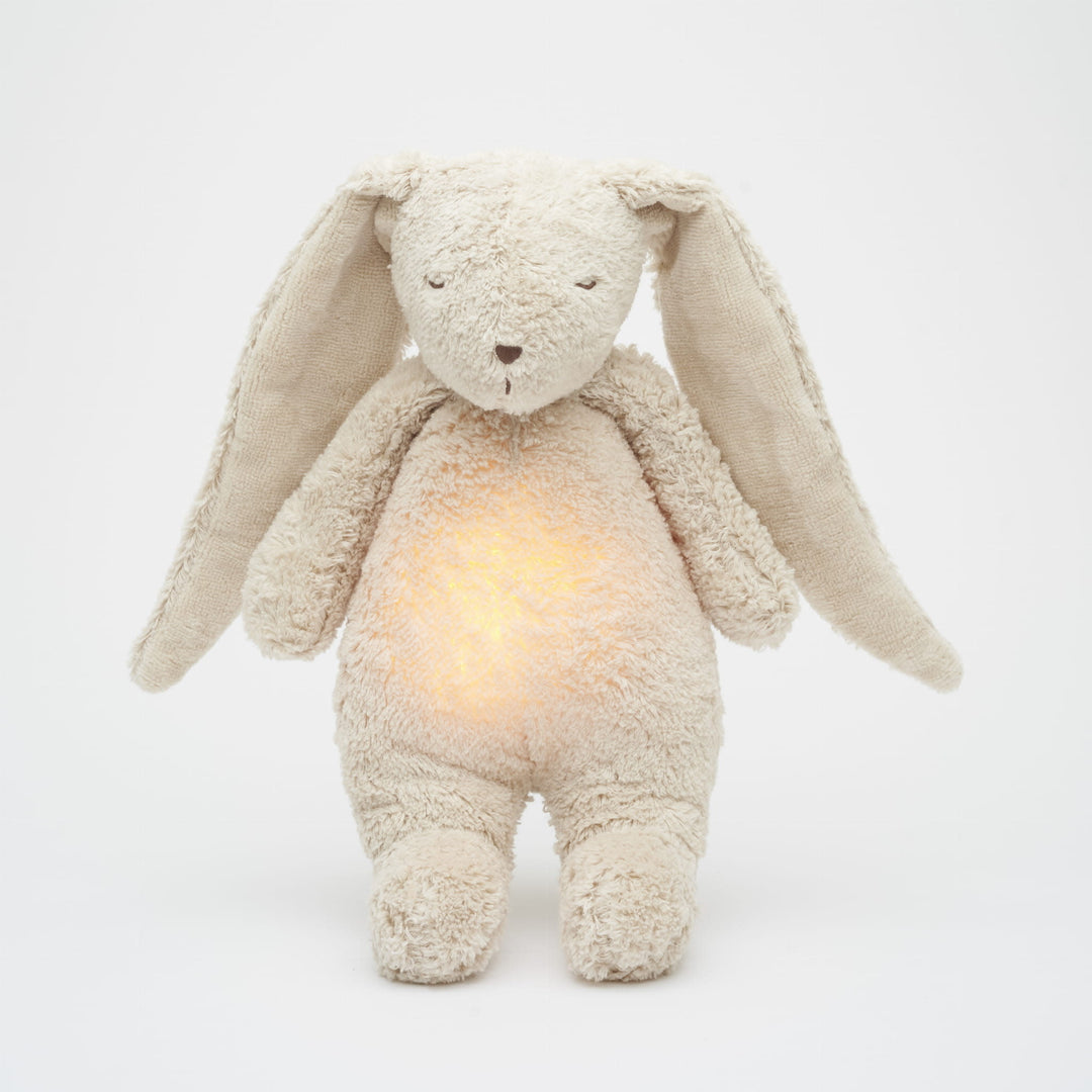 Moonie - Ami Sonore en Coton Biologique avec Veilleuse, Lapin Sable