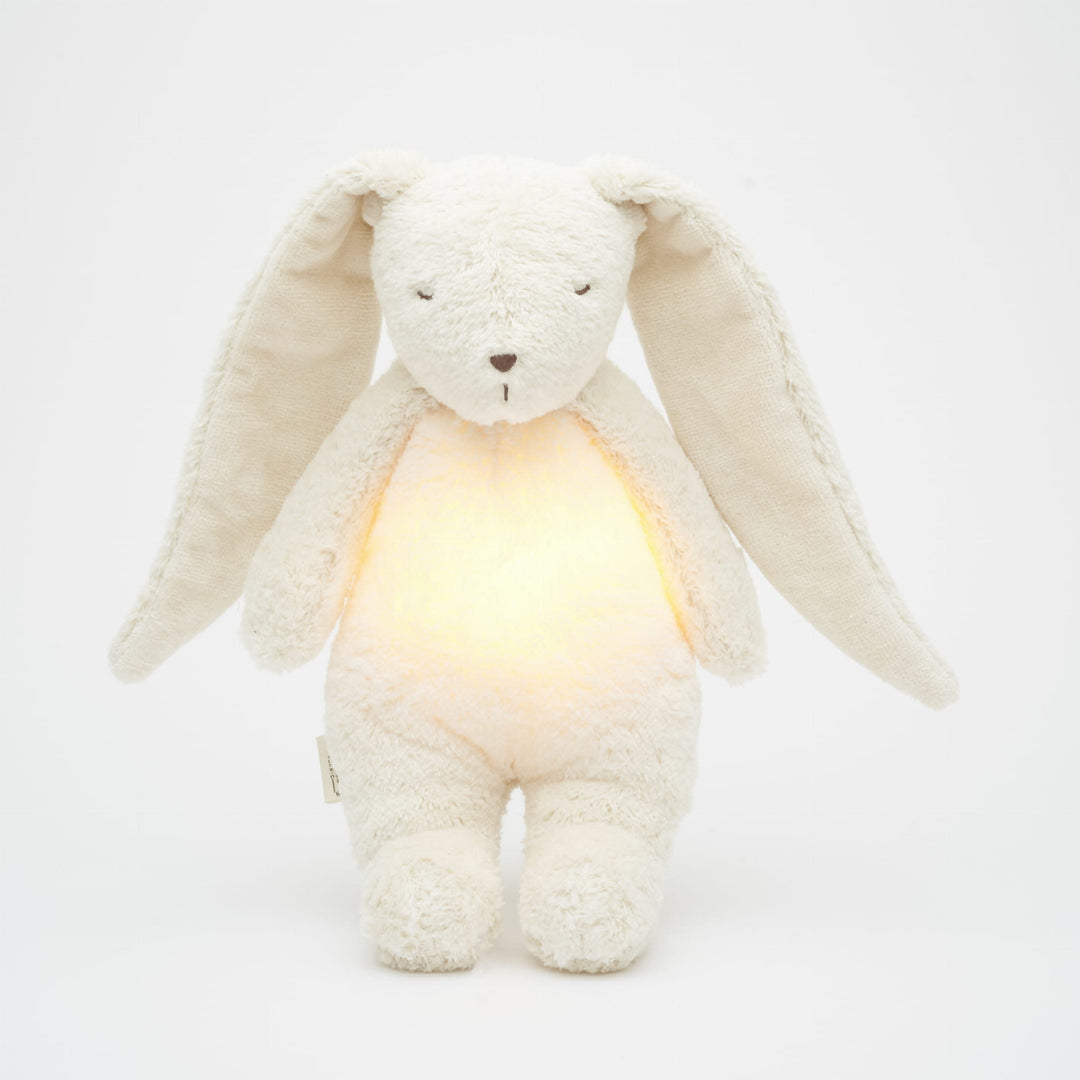 Moonie - Ami Sonore en Coton Biologique avec Veilleuse, Lapin Polaire