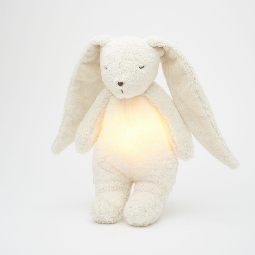 Moonie - Ami Sonore en Coton Biologique avec Veilleuse, Lapin Polaire