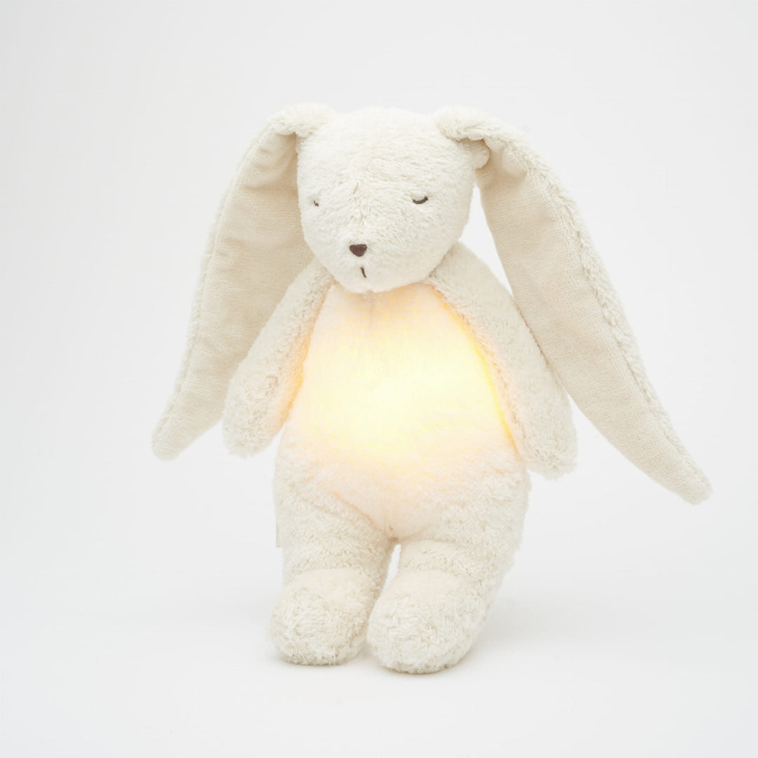 Moonie - Ami Sonore en Coton Biologique avec Veilleuse, Lapin Polaire