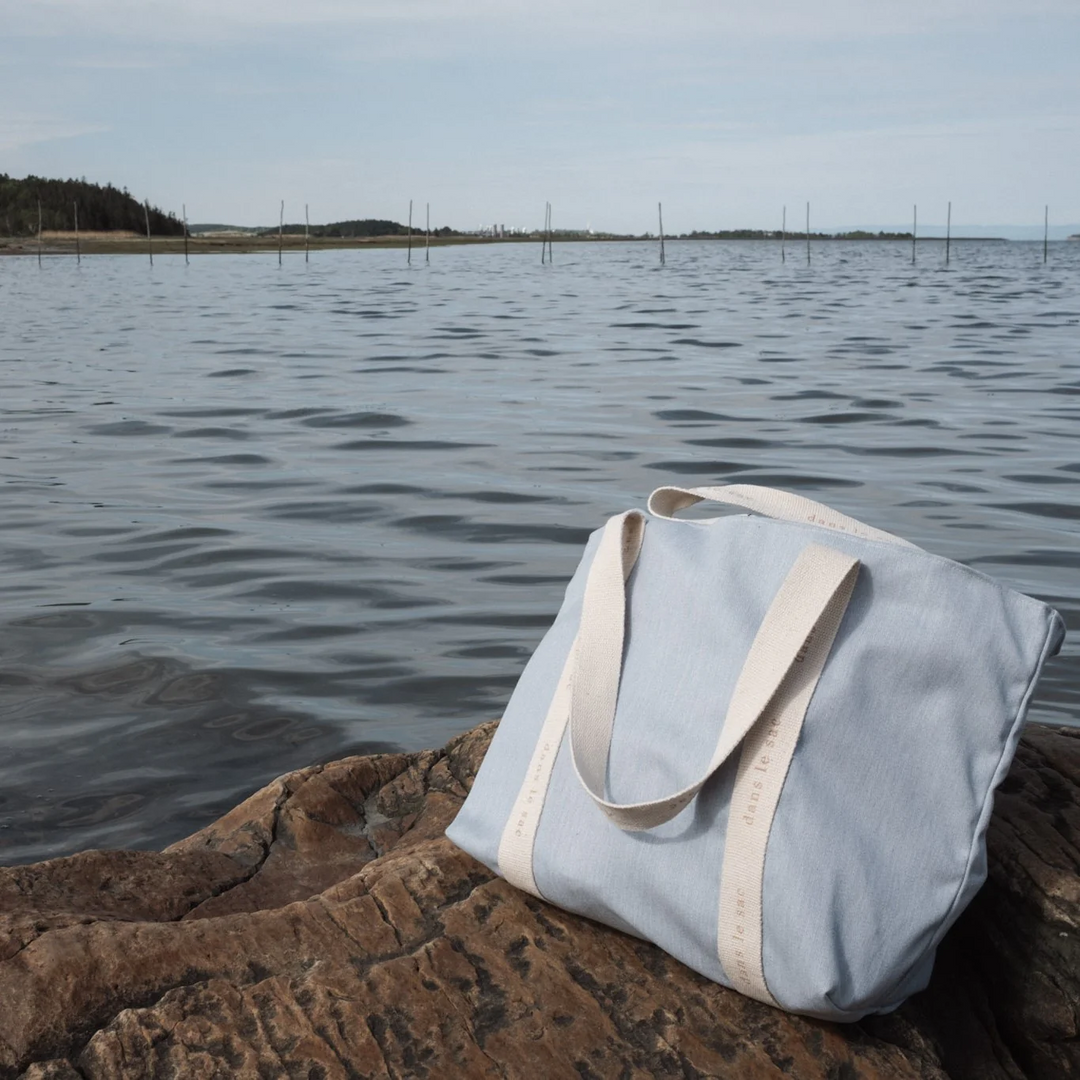 Dans le sac - Grand Sac avec Fermeture Éclair, Bleu Denim