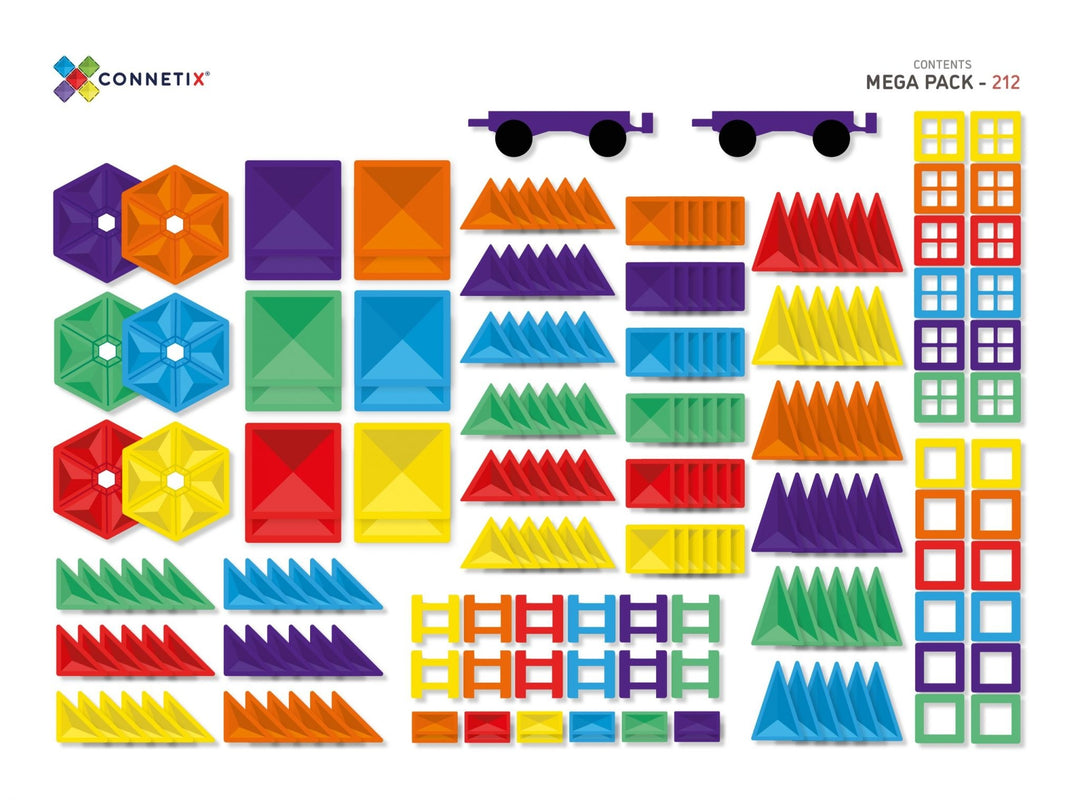 Connetix - Jeu de Construction avec Tuiles Magnétiques, Méga Ensemble de 212 Pièces