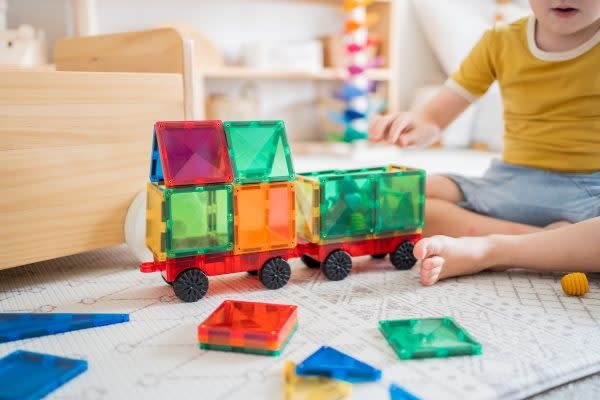 Building Set With Magnetic Tiles, 24 Pieces Vehicle Pack