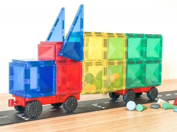 Building Set With Magnetic Tiles, 24 Pieces Vehicle Pack