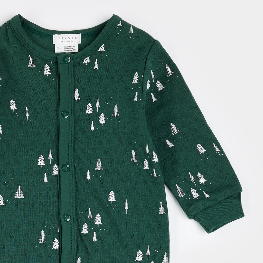 Footed Pointelle Pajama, Alpine Trees