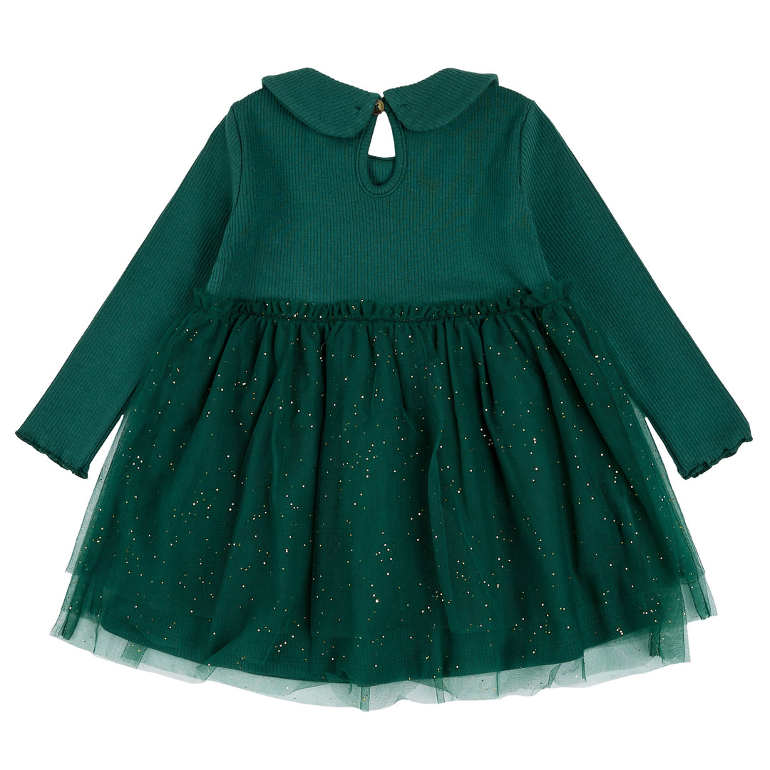 Petit Lem - Ensemble Robe à Volants, Bandeau et Collants, Vert Sapin