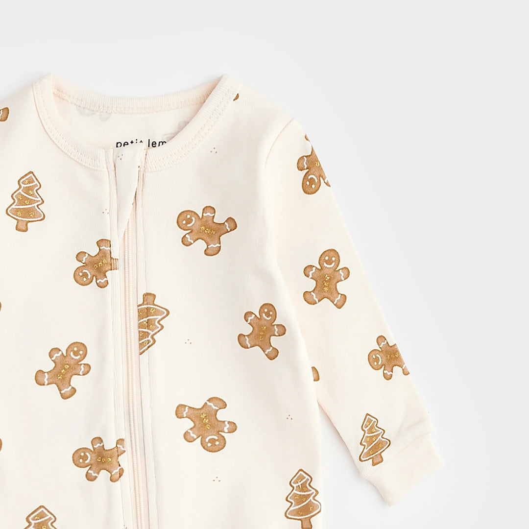 Petit Lem - Organic Cotton Footed Sleeper, Gingerbread Men