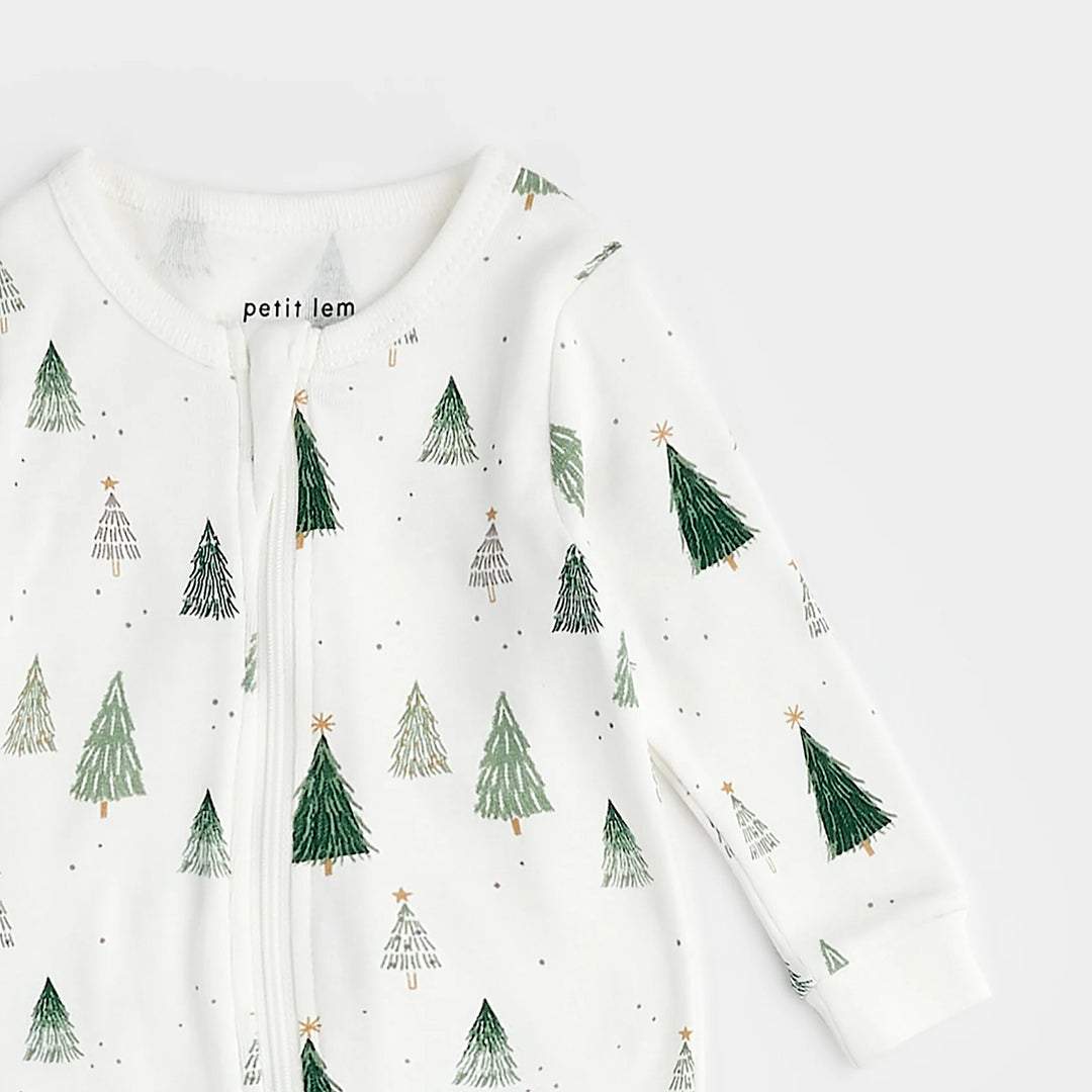 Pyjama à Pattes en Coton Biologique, Sapins de Noël