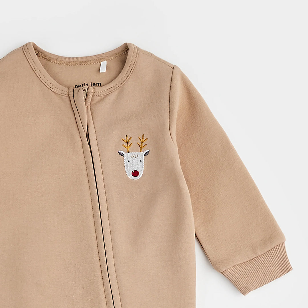 Petit Lem - Organic Cotton Romper, Red-Nosed Reindeer