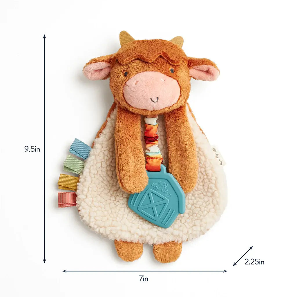 Itzy Ritzy - Peluche Apaisante avec Jouet de Dentition, Wyatt la Vache Highland