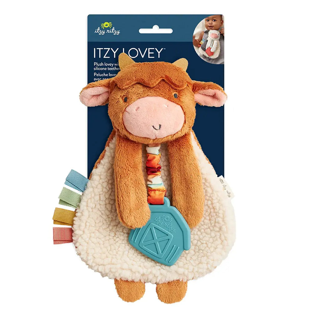 Itzy Ritzy - Peluche Apaisante avec Jouet de Dentition, Wyatt la Vache Highland