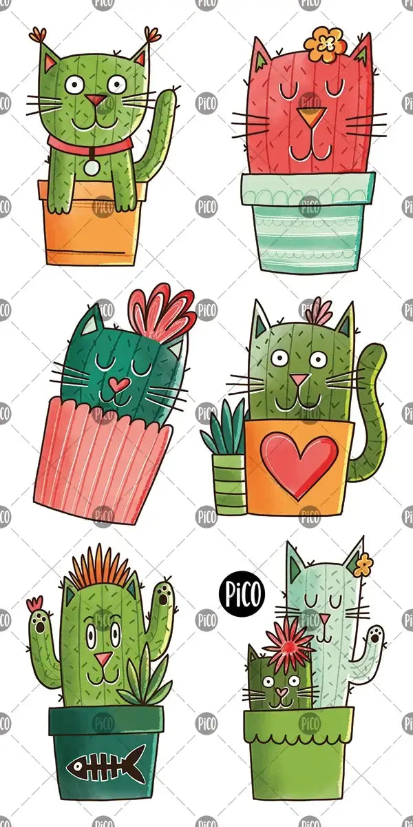 Pico Tatoo - Tatouages Temporaires, Les Chats-Cactus