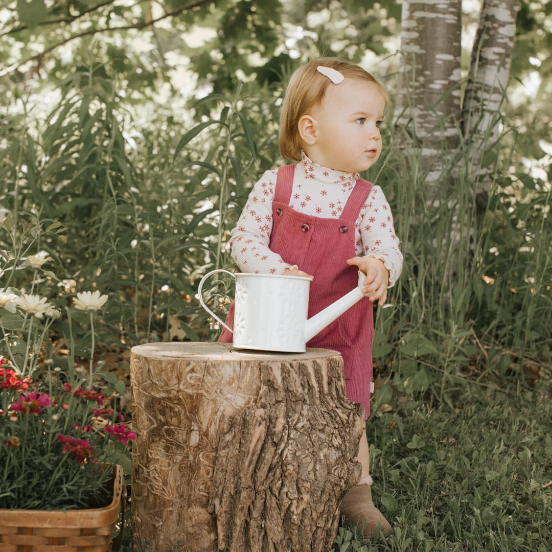 Petit Lem - Ensemble Robe Tablier en Velours Côtelé et Cache-couche, Framboises