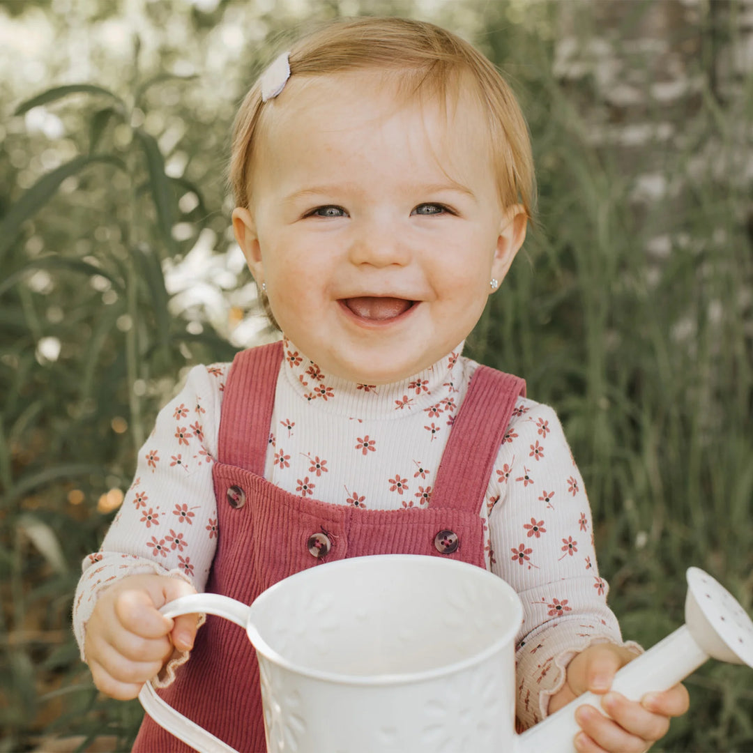 Petit Lem - Corduroy Pinafore Dress and Onesie Set, Raspberries