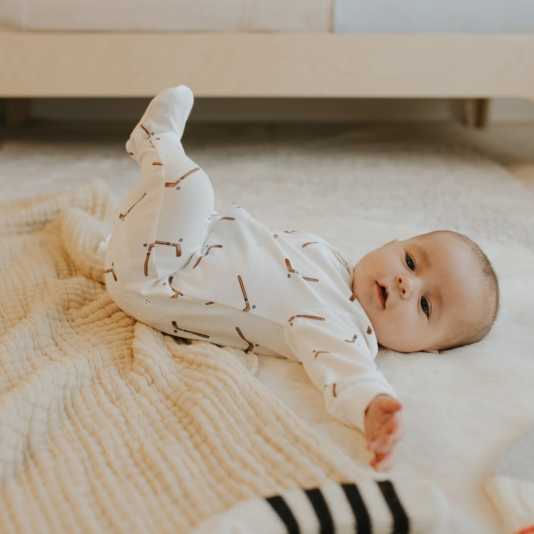 Petit Lem - Pyjama à Pattes en Coton Biologique, Bâtons de Hockey