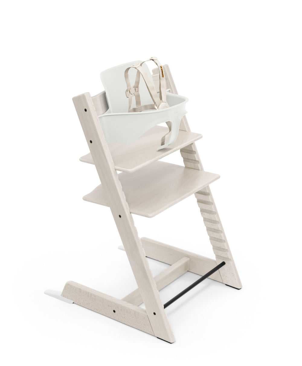 Stokke Tripp Trapp - Ensemble Chaise Haute 2 avec Coussin et Plateau, Blanchi Gris Nordique