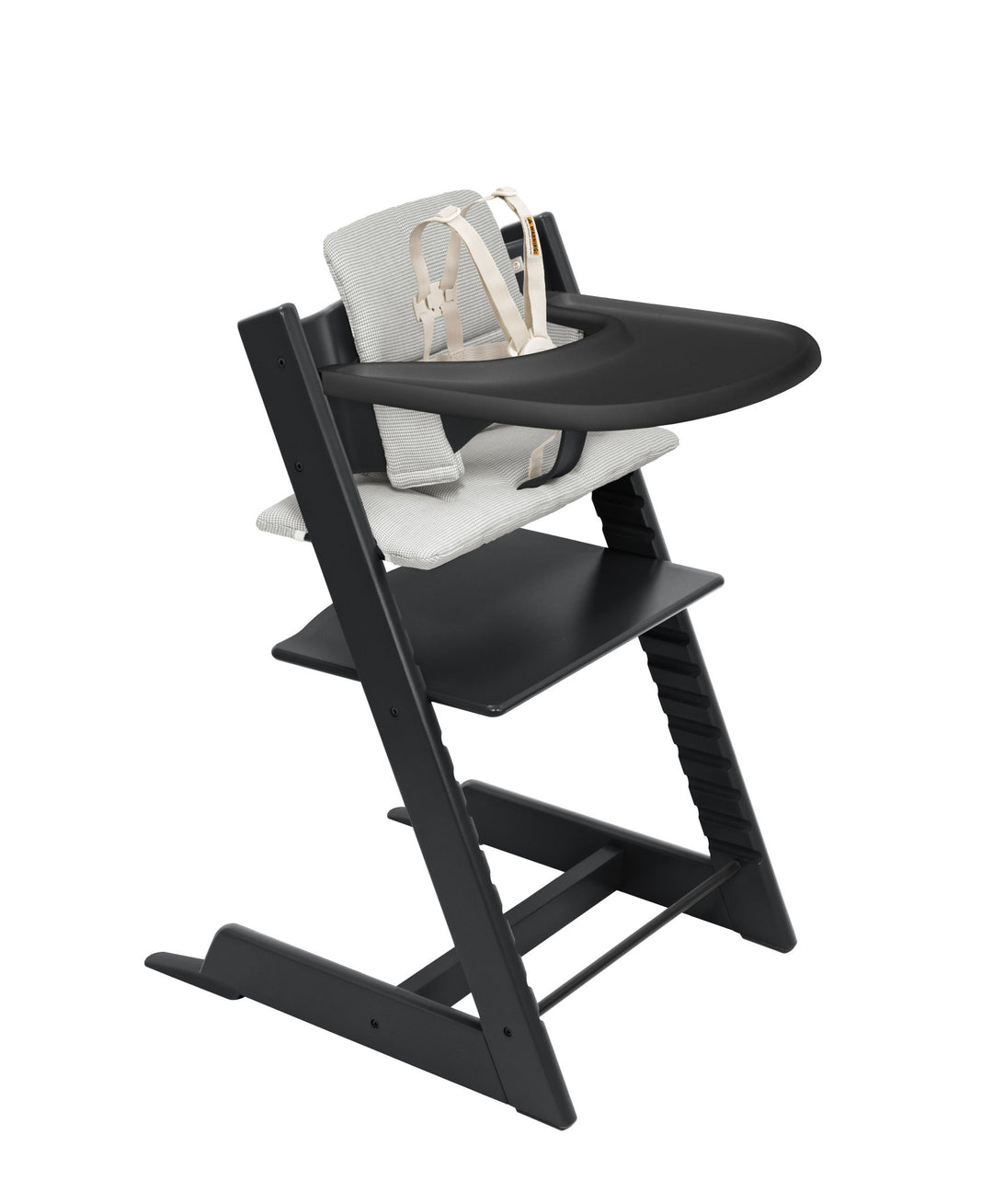 Stokke Tripp Trapp - Ensemble Chaise Haute 2 avec Coussin et Plateau, Noir Gris Nordique