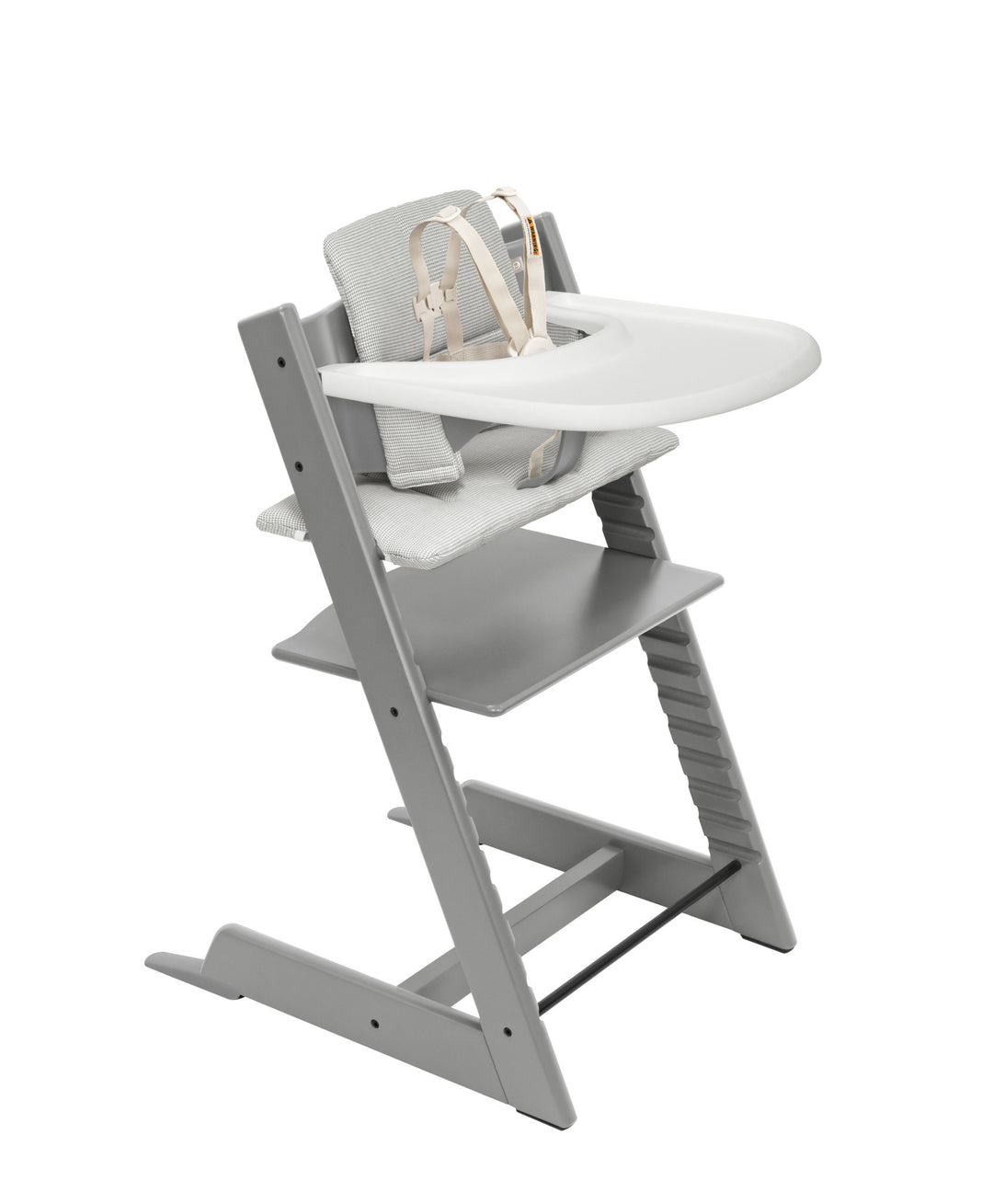 Stokke Tripp Trapp - Ensemble Chaise Haute 2 avec Coussin et Plateau, Gris Tempête Nordique