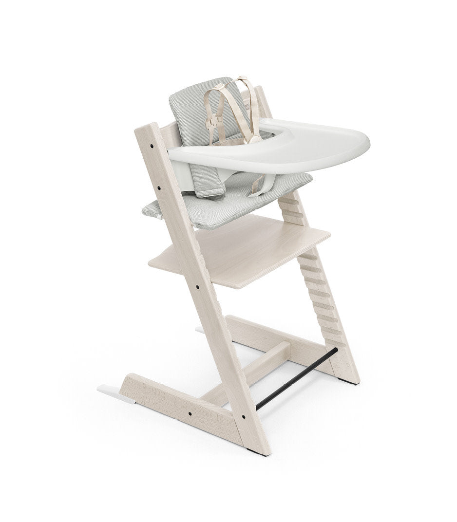 Stokke Tripp Trapp - Ensemble Chaise Haute 2 avec Coussin et Plateau, Blanchi Gris Nordique