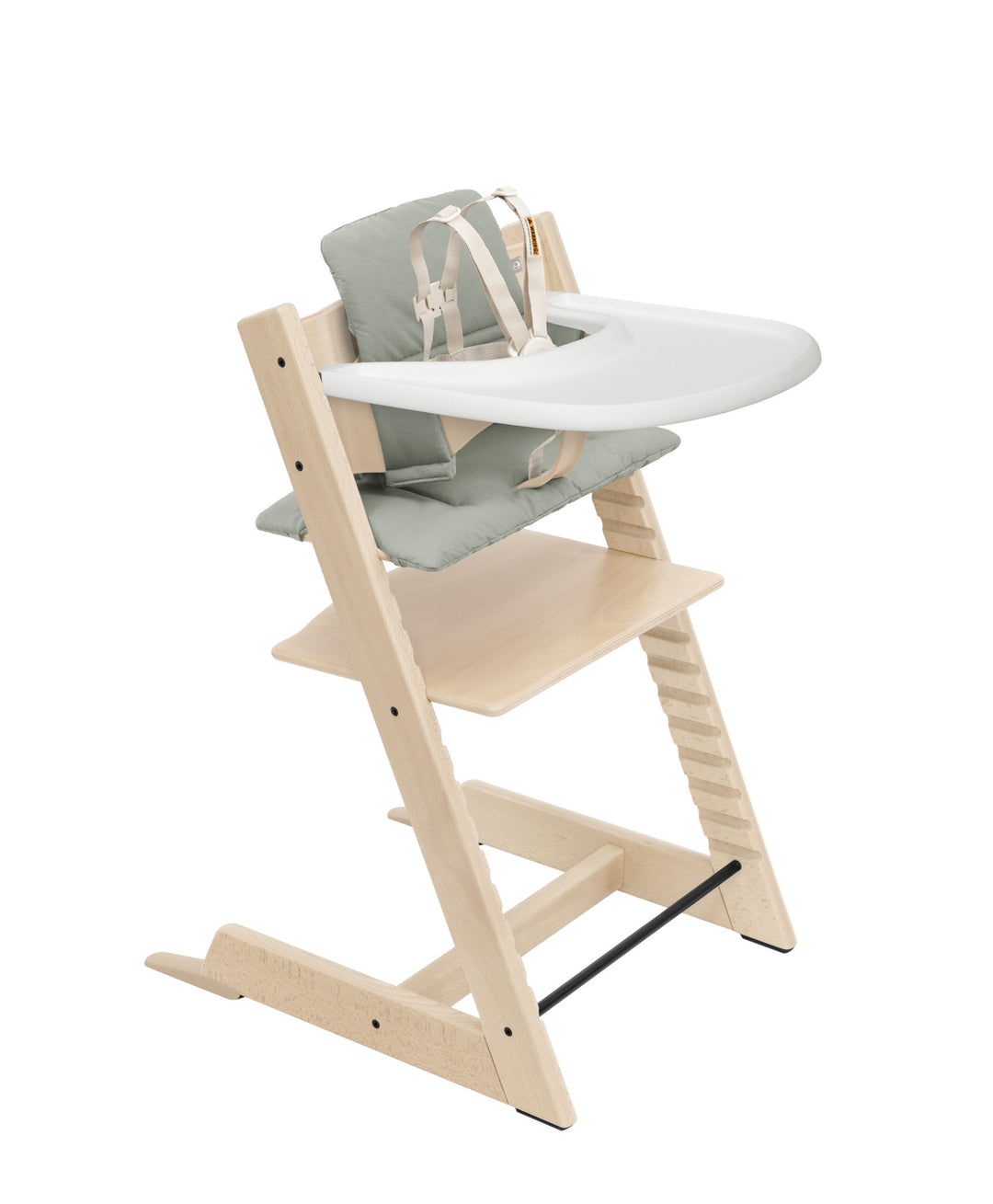 Stokke Tripp Trapp - Ensemble Chaise Haute 2 avec Coussin et Plateau, Naturel Vert Glacier