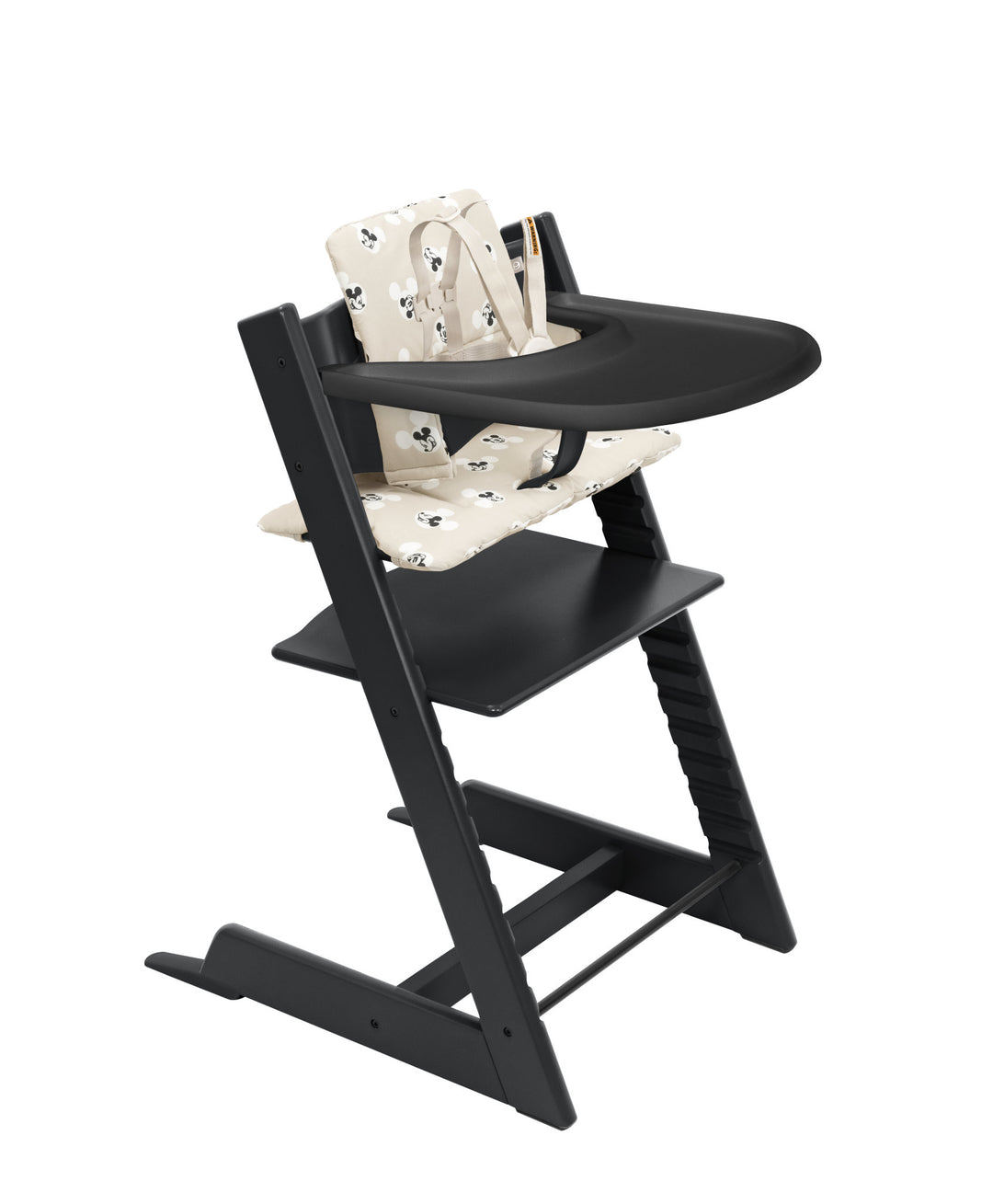 Stokke Tripp Trapp - Ensemble Chaise Haute 2 avec Coussin et Plateau, Noir Mickey Mouse