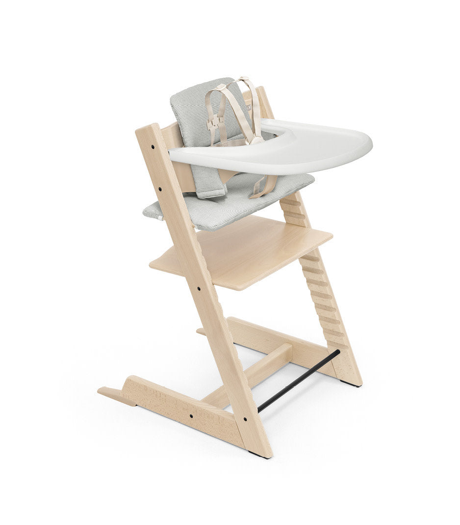 Stokke Tripp Trapp - Chaise Haute 2 avec Coussin, Plateau et Ensemble pour Nouveau-né, Naturel Gris Nordique