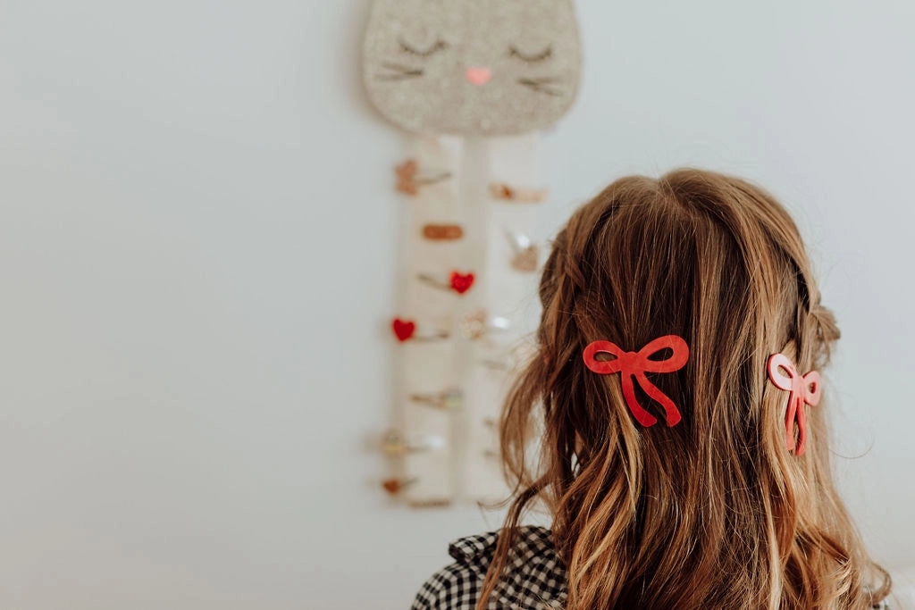 Glitter Bow Hair Clip, Red