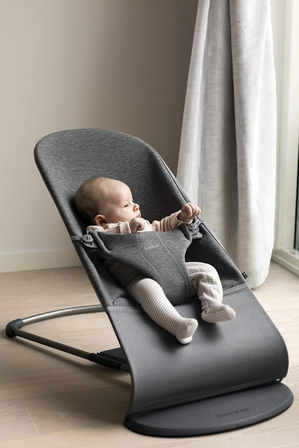 BabyBjörn - Bouncer Bliss, Dark Grey Frame, Cotton Sand Grey