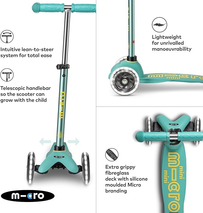 Trottinette Mini Micro Deluxe Eco à DEL, Menthe