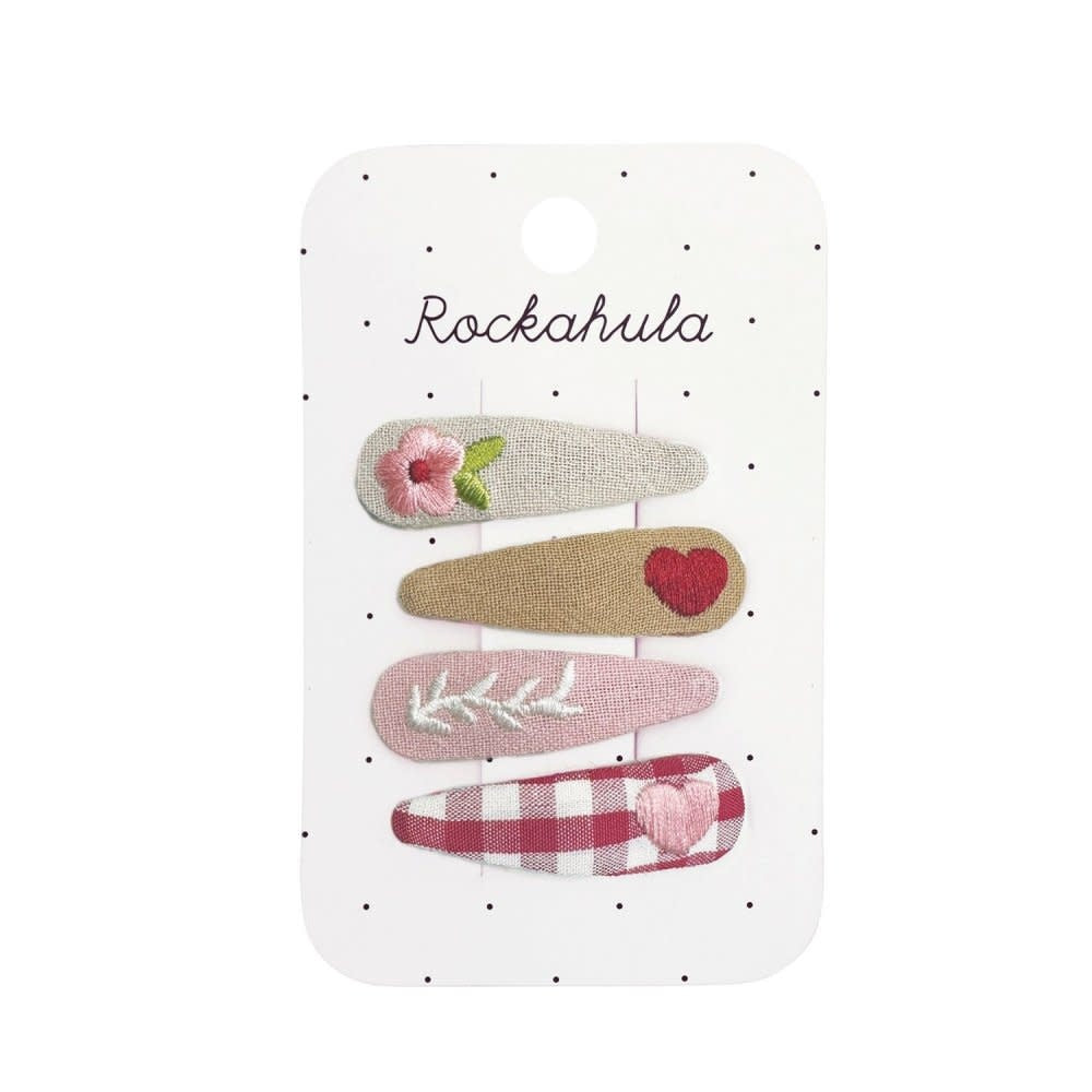 Rockahula Kids - Paquet de 4 Barrettes en Tissu, Paysanne Broderie