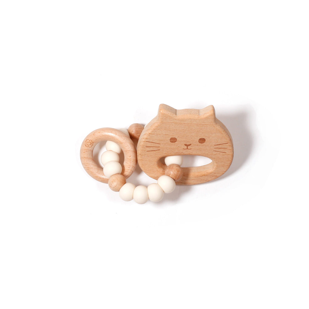 Bulle - Hochet de Dentition Mini, Chaton Blanc Cassé