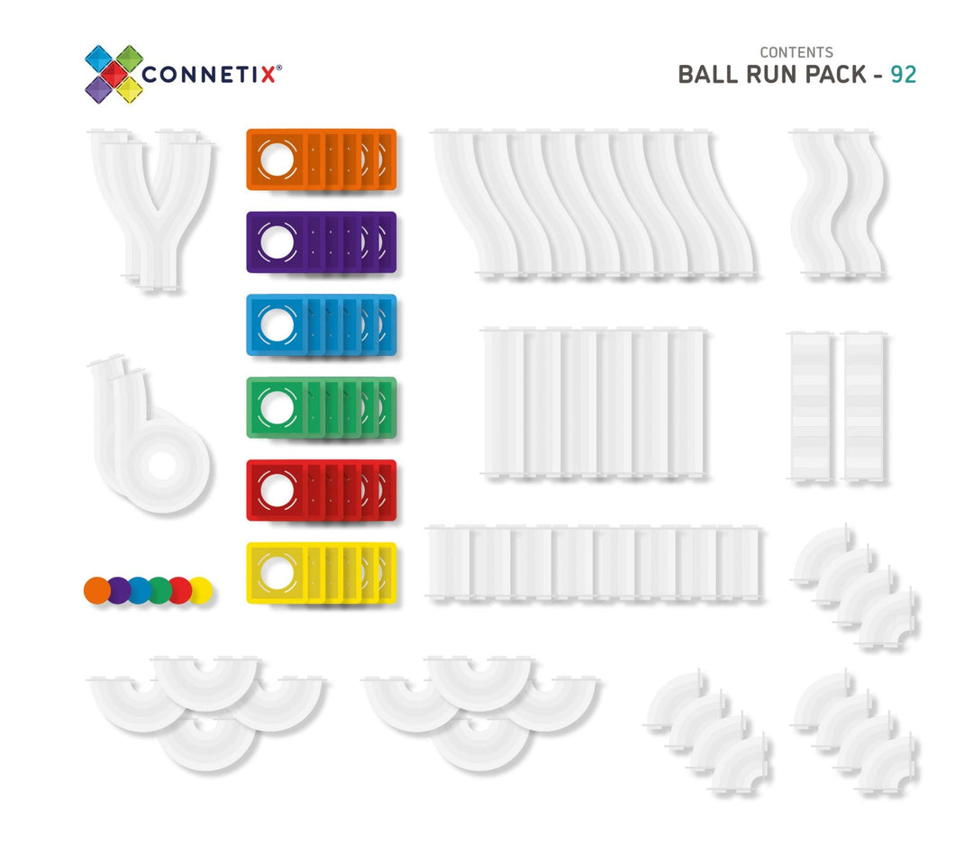 Jeu de Construction avec Tuiles Magnétiques, Ensemble Parcours de Balle de 92 Pièces