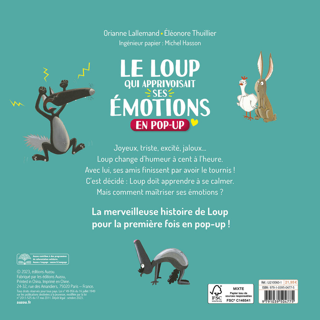 Auzou - Livre, Le Loup qui Apprivoisait ses Émotions en Pop-Up, 3 ans et +