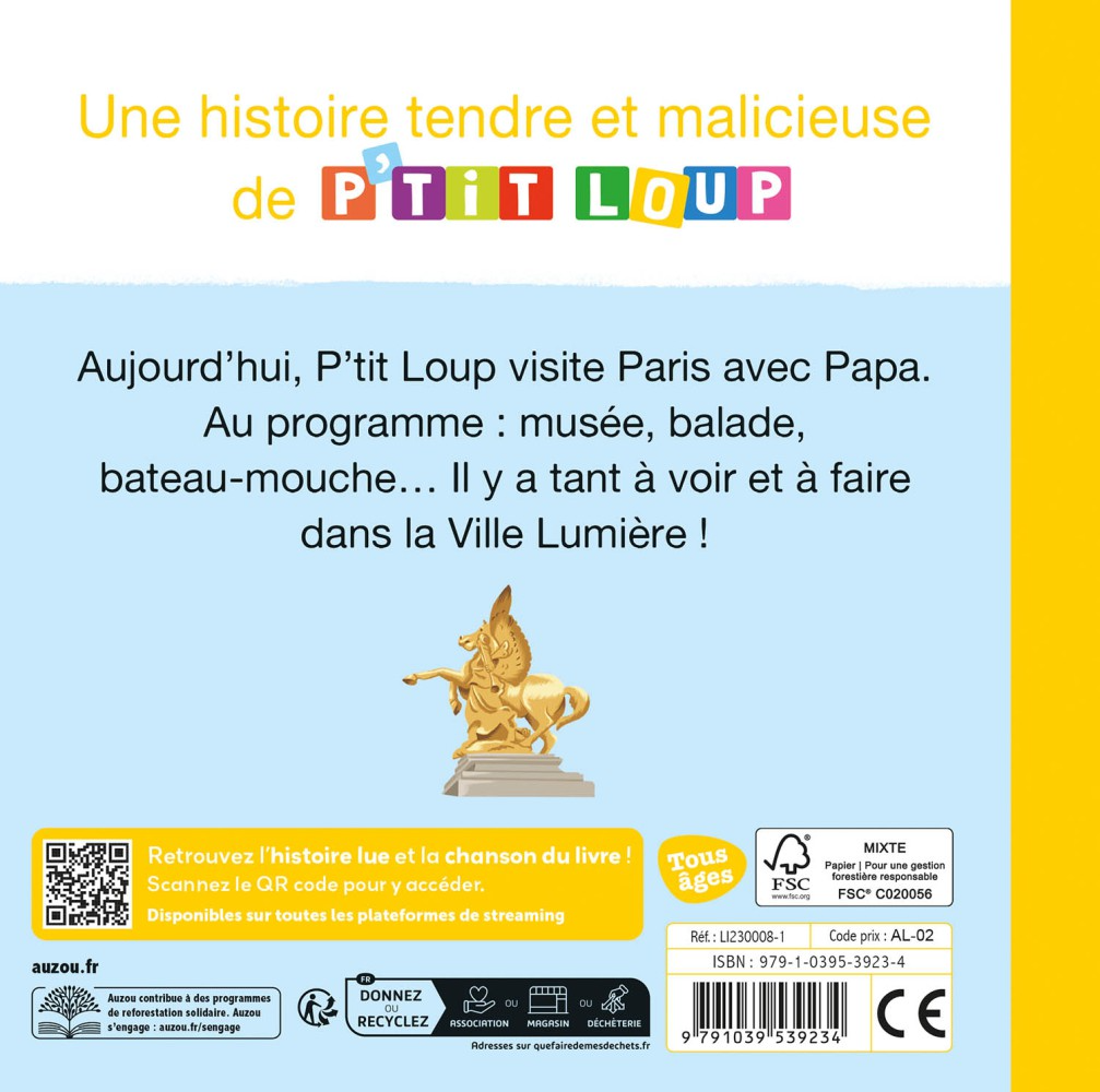 Auzou - Book, P'tit Loup visite Paris, 1 year +