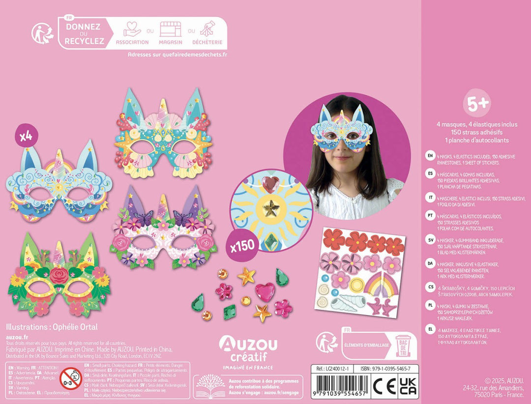 Masks to Decorate with Stickers, Unicorns