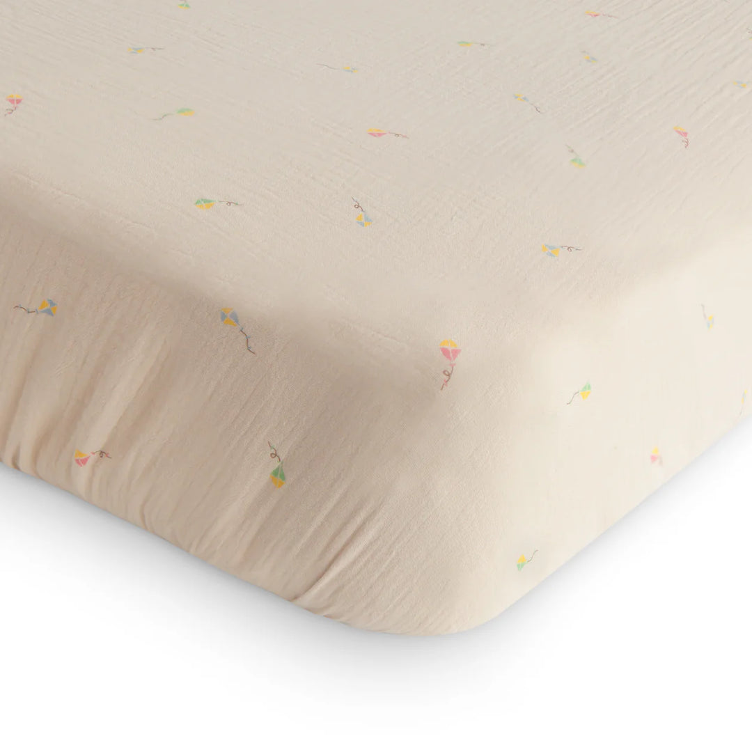 Muslin Fitted Crib Sheet, Kites