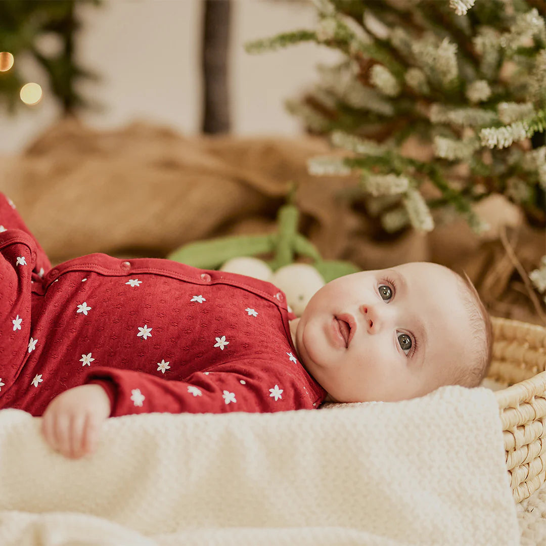 Pyjama à Pattes en Pointelle, Poinsettias